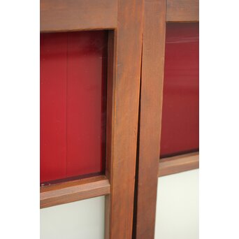 赤色ガラスの中型ガラス戸 2枚1組　GD1273 