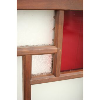 赤色ガラスの中型ガラス戸 2枚1組　GD1273 