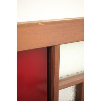 赤色ガラスの中型ガラス戸 2枚1組　GD1273 