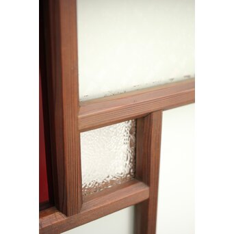 赤色ガラスの中型ガラス戸 2枚1組　GD1273 