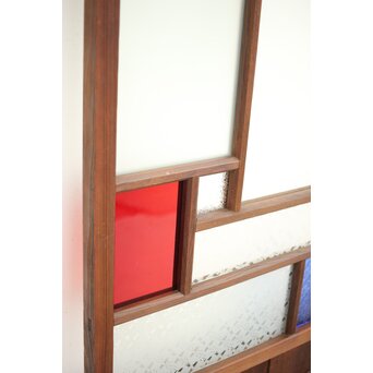 赤色ガラスの中型ガラス戸 2枚1組　GD1273 