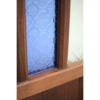 赤色ガラスの中型ガラス戸 2枚1組　GD1273 