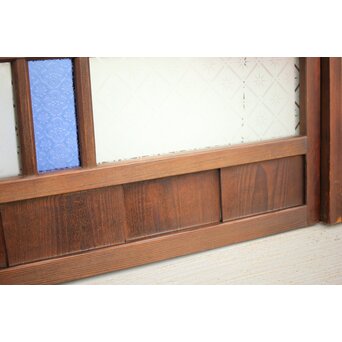 赤色ガラスの中型ガラス戸 2枚1組　GD1273 