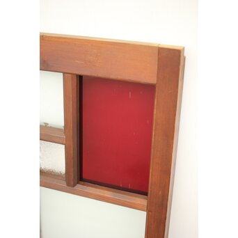 赤色ガラスの中型ガラス戸 2枚1組　GD1273 