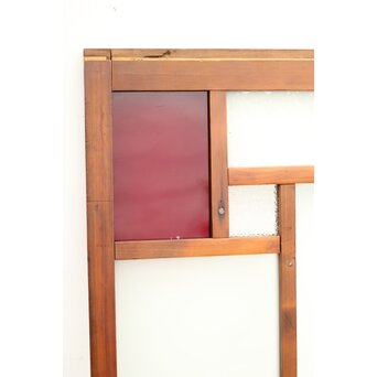 赤色ガラスの中型ガラス戸 2枚1組　GD1273 