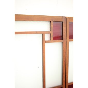 赤色ガラスの中型ガラス戸 2枚1組　GD1273 