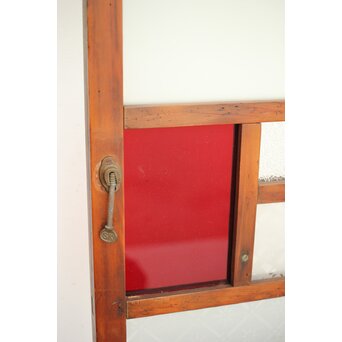 赤色ガラスの中型ガラス戸 2枚1組　GD1273 
