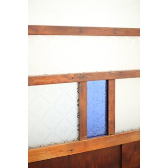 赤色ガラスの中型ガラス戸 2枚1組　GD1273 