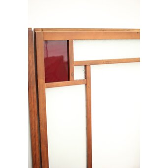 赤色ガラスの中型ガラス戸 2枚1組　GD1273 