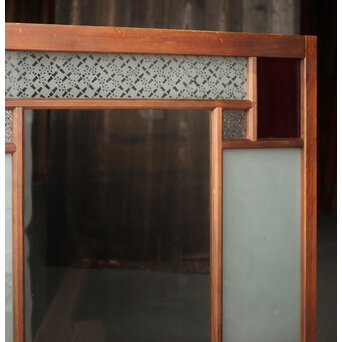 赤色ガラスの中型ガラス戸 2枚1組　GD1273 