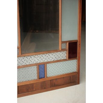 赤色ガラスの中型ガラス戸 2枚1組　GD1273 