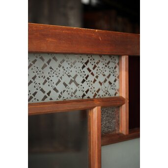 赤色ガラスの中型ガラス戸 2枚1組　GD1273 