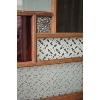 赤色ガラスの中型ガラス戸 2枚1組　GD1273 