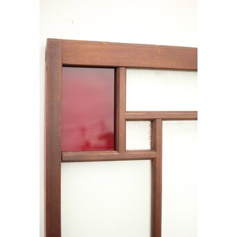 赤色ガラスの中型ガラス戸 2枚1組　GD1273 