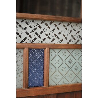 赤色ガラスの中型ガラス戸 2枚1組　GD1273 