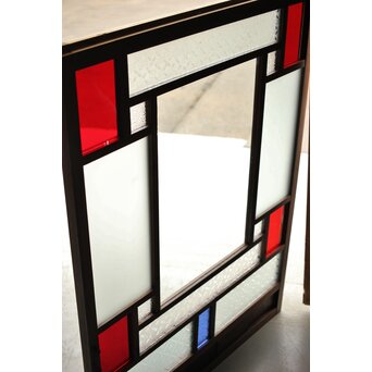 赤色ガラスの中型ガラス戸 2枚1組　GD1273 