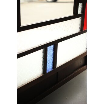 赤色ガラスの中型ガラス戸 2枚1組　GD1273 