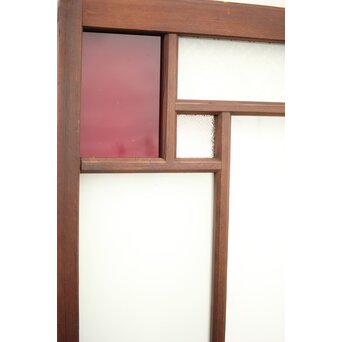 赤色ガラスの中型ガラス戸 2枚1組　GD1273 