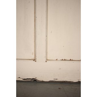 白いアンティークガラス戸　D180 