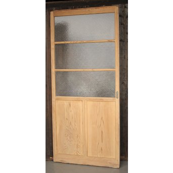 白いアンティークガラス戸　D180 