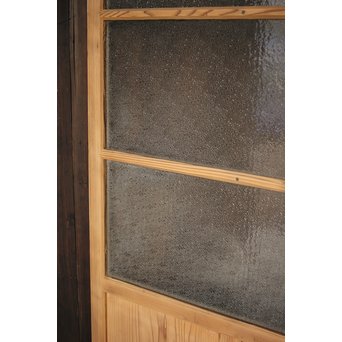 白いアンティークガラス戸　D180 