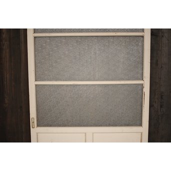 白いアンティークガラス戸　D180 