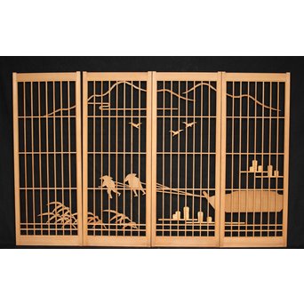 漁村図 書院 4枚1組　R2545 