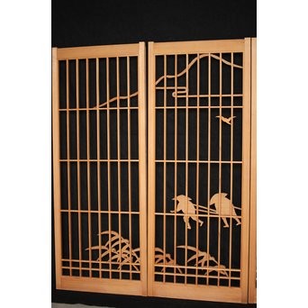 漁村図 書院 4枚1組　R2545 