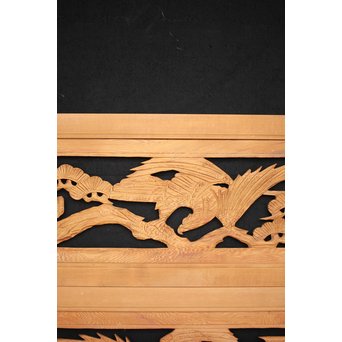 鷹松木彫欄間 2枚1組　R2548 