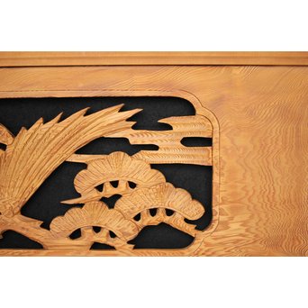 鷹松木彫欄間 2枚1組　R2548 