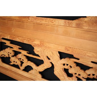 鷹松木彫欄間 2枚1組　R2548 