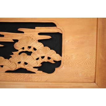 鷹松木彫欄間 2枚1組　R2548 