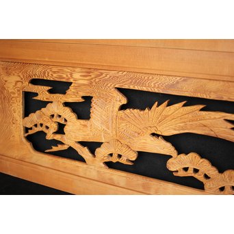 鷹松木彫欄間 2枚1組　R2548 