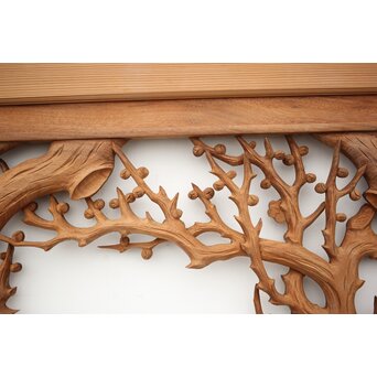 長尺 松竹梅深彫木彫欄間 2枚1組　R2551 