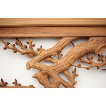 長尺 松竹梅深彫木彫欄間 2枚1組　R2551 