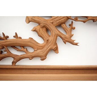 長尺 松竹梅深彫木彫欄間 2枚1組　R2551 