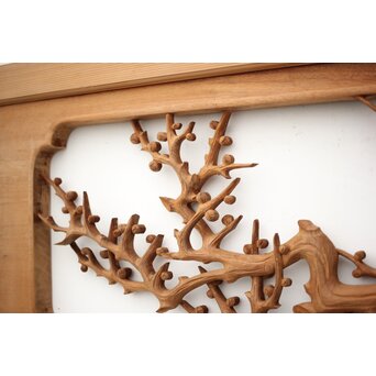 長尺 松竹梅深彫木彫欄間 2枚1組　R2551 