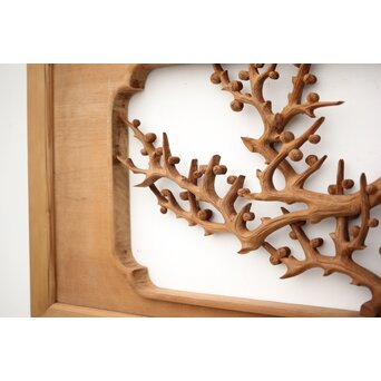 長尺 松竹梅深彫木彫欄間 2枚1組　R2551 