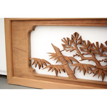 長尺 松竹梅深彫木彫欄間 2枚1組　R2551 