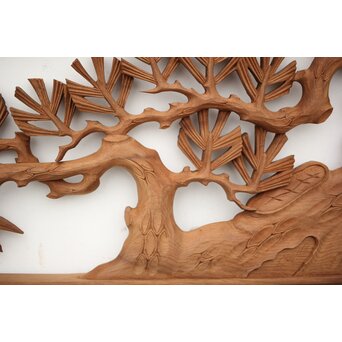 長尺 松竹梅深彫木彫欄間 2枚1組　R2551 