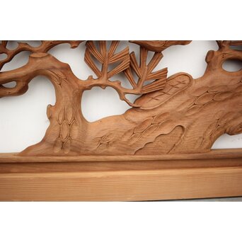 長尺 松竹梅深彫木彫欄間 2枚1組　R2551 