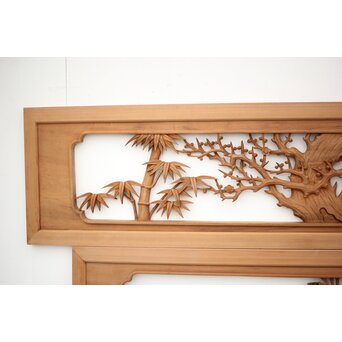 長尺 松竹梅深彫木彫欄間 2枚1組　R2551 