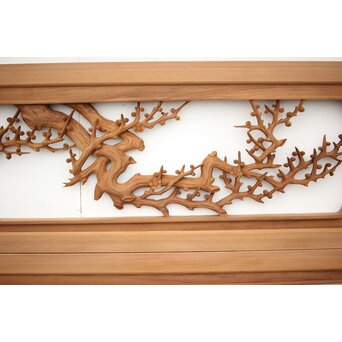 長尺 松竹梅深彫木彫欄間 2枚1組　R2551 