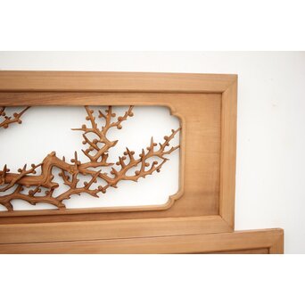 長尺 松竹梅深彫木彫欄間 2枚1組　R2551 