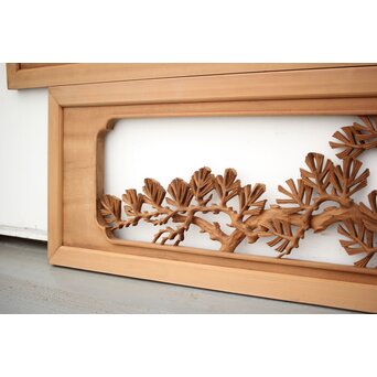 長尺 松竹梅深彫木彫欄間 2枚1組　R2551 