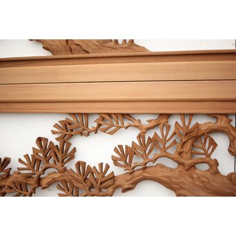 長尺 松竹梅深彫木彫欄間 2枚1組　R2551 