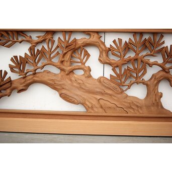 長尺 松竹梅深彫木彫欄間 2枚1組　R2551 