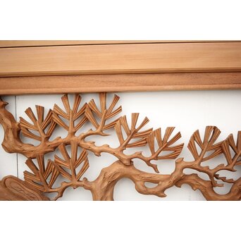 長尺 松竹梅深彫木彫欄間 2枚1組　R2551 