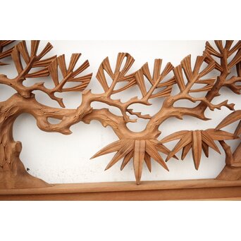 長尺 松竹梅深彫木彫欄間 2枚1組　R2551 