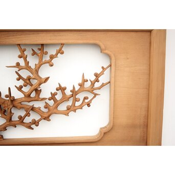 長尺 松竹梅深彫木彫欄間 2枚1組　R2551 